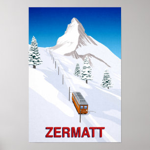 Skischule Zermatt Swizerland Poster