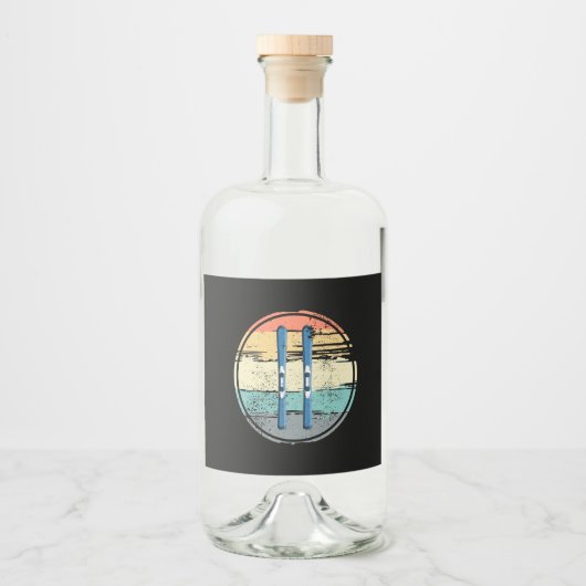 Skischulen Vintag Alkoholflaschenetikett (Vorderseite)