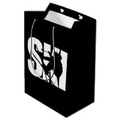 Skispieler Snowboarden Winterschneesportfan Mittlere Geschenktüte (Rückseite Schrägansicht)