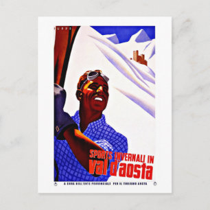 Skisport im Aostatal Italien Vintage Reise Postkarte