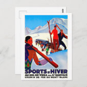 Skisport in D'Hiver, Mont Blanc, Frankreich, Vinta Postkarte (Vorne/Hinten)