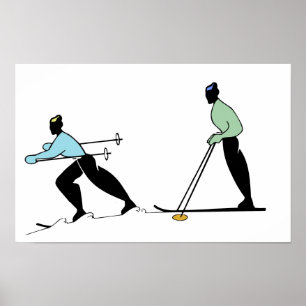 SKISPORT SKIING CARTOON POSTER