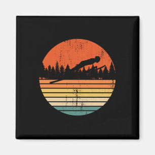 Skispringen Retro Skispringer Geschenk Magnet