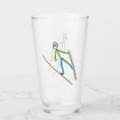 Skispringen-Strichmännchen Glas (Rückseite)