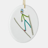 Skispringen-Strichmännchen Keramik Ornament (Rechts)