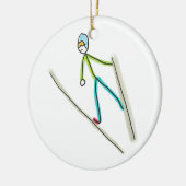 Skispringen-Strichmännchen Keramik Ornament (Links)