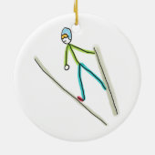Skispringen-Strichmännchen Keramik Ornament (Hinten)