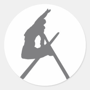 Skispringer Runder Aufkleber