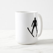 Skispringer-Silhouette Kaffeetasse (VorderseiteRechts)