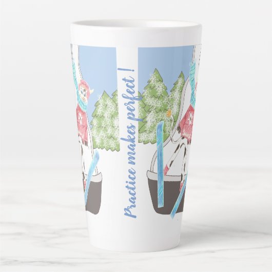 Skisprung Kuh mit Zitat Latte Tasse (Vorderseite)