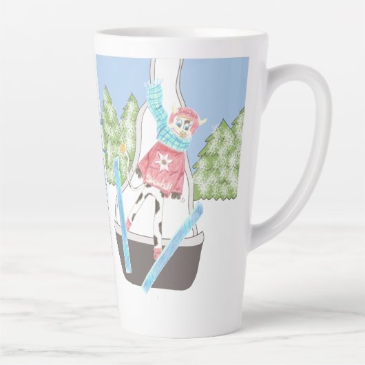 Skisprung Kuh mit Zitat Latte Tasse (Rechts)