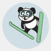 Skisprung Panda Runder Aufkleber (Vorderseite)