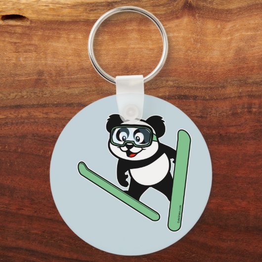 Skisprung Panda Schlüsselanhänger (Vorderseite)