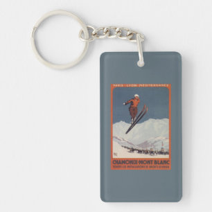 Skisprung - PLM Olympischer Werbeplakat Schlüsselanhänger