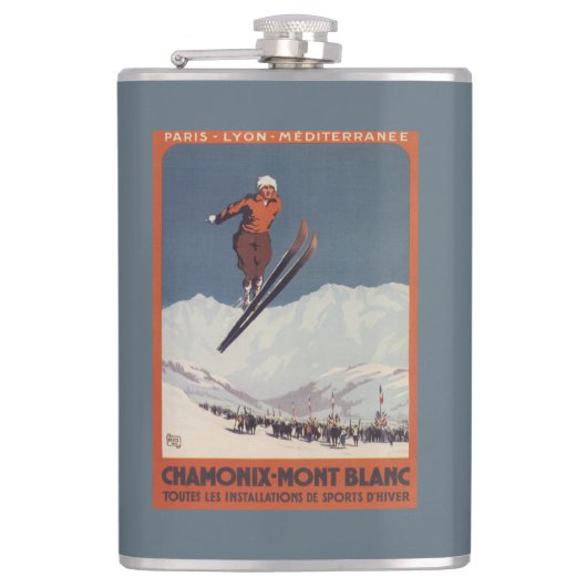 Skisprung - PLM Olympischer Werbeposter Flachmann (Vorderseite)
