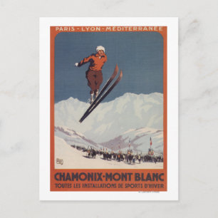 Skisprung - PLM Olympischer Werbeposter Postkarte
