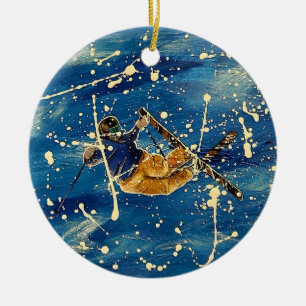 Skisprung Spritzer Keramik Ornament