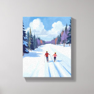 Skispur   Wasserfarben-Winter auf dem Berg Leinwanddruck