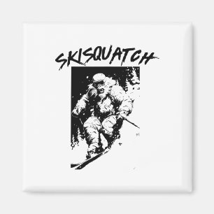 Skisquatch Retro Skifahren Bigfoot Vintage Ski Sas Magnet