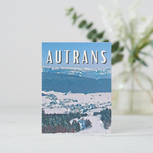 Skistation Postkarte (Stehend Vorderseite)