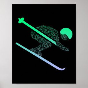 Skisymbol für Skifahrer Skimädchen Skifahren Poster