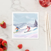 Skitag | Wasserfarben-Winterberg Serviette (Beispiel)