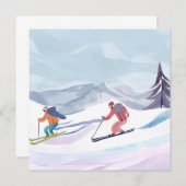 Skitag | Wasserfarbene Winterbergkarte (Vorne/Hinten)