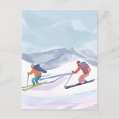 Skitag | Watercolor Winterberg Postkarte (Vorderseite)