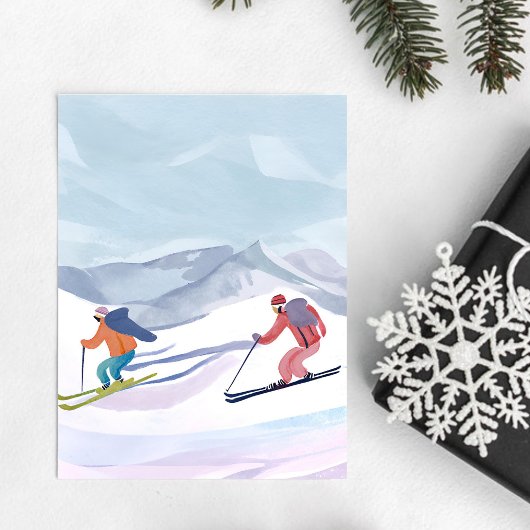 Skitag | Watercolor Winterberg Postkarte