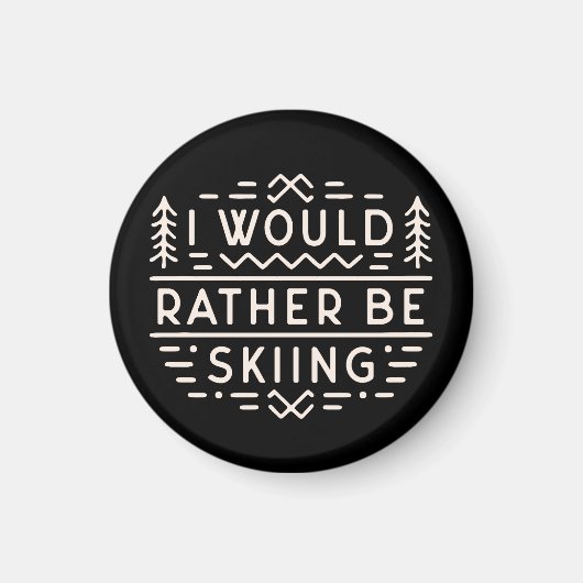 Skitouren Ich möchte lieber Ski Berge Retro Magnet (Vorne)