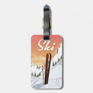 Skitouristen-Reiseplakat Gepäckanhänger