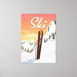 Skitouristen-Reiseplakat Leinwanddruck