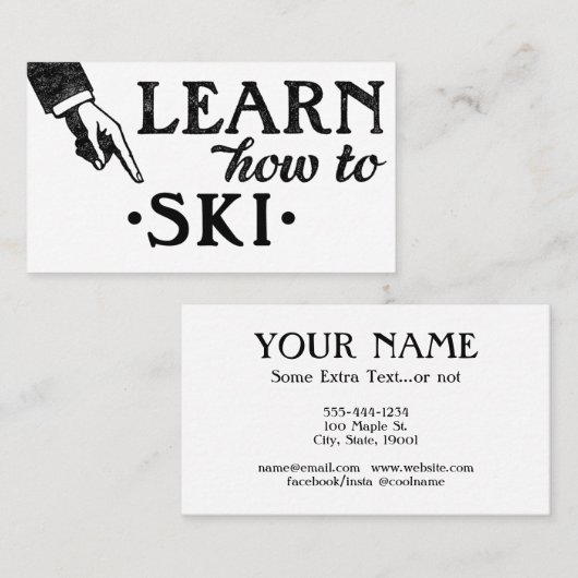 Skiunterricht Visitenkarten - Cool Vintag Visitenkarte (Vorne/Hinten)