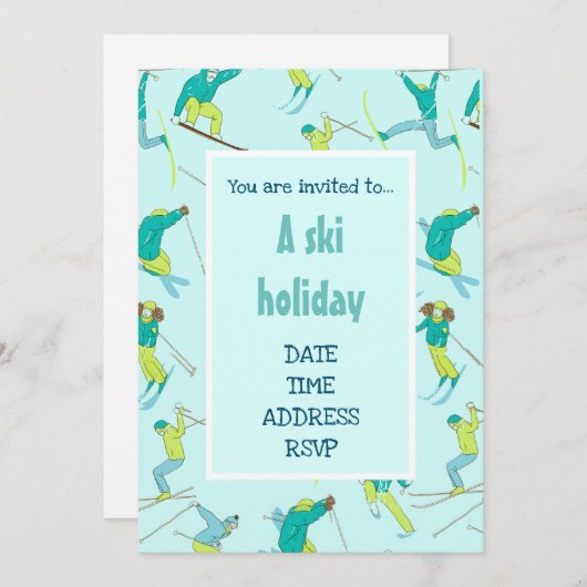 Skiurlaub Moderner Skispass Schnee Party Einladung (Vorne/Hinten)