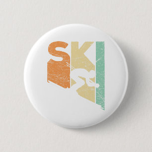 Skiver Vintage Skifahrer Retro Skiliebhaber Abfahr Button