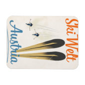 Skiwelt Austria Skifahrplakat Magnet (Horizontal)