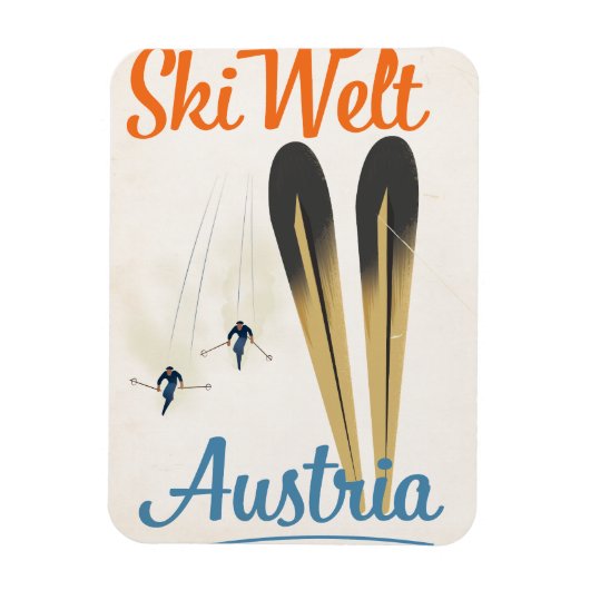 Skiwelt Austria Skifahrplakat Magnet (Vertikal)