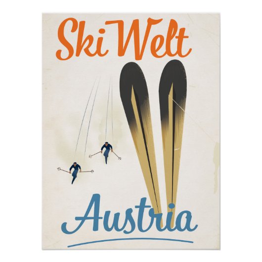 Skiwelt Austria Skifahrplakat Poster (Vorderseite)