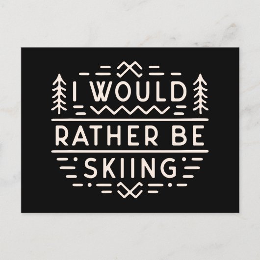 Skiziffern Ich möchte lieber Ski fahren Postkarte (Vorderseite)