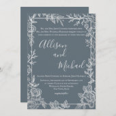 Skizze aus dunkelblau und silberfarben einladung (Vorne/Hinten)