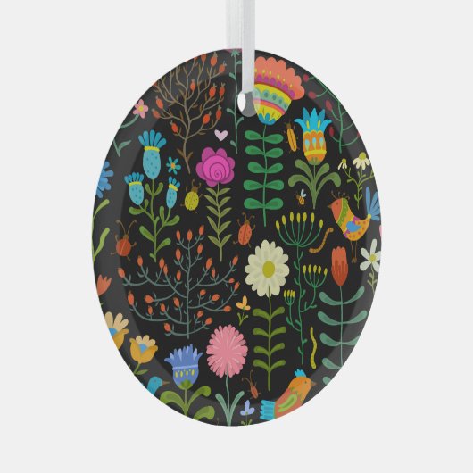 Skizze Blumenmuster, nahtlos künstlerisches Muster Ornament Aus Glas (Vorderseite Rechts)