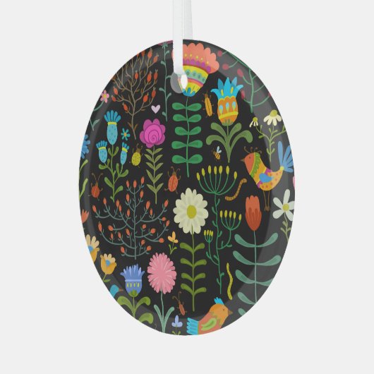 Skizze Blumenmuster, nahtlos künstlerisches Muster Ornament Aus Glas (Vorderseite links)