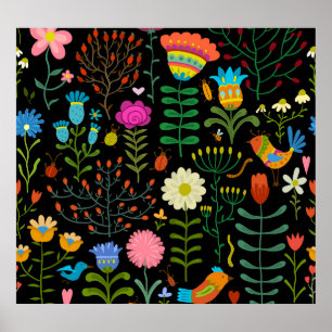 Skizze Blumenmuster, nahtlos künstlerisches Muster Poster