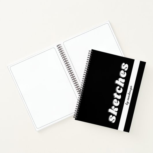 Skizze Buch Schwarz-weiß Retro Personalisierter Na (Innenseite)