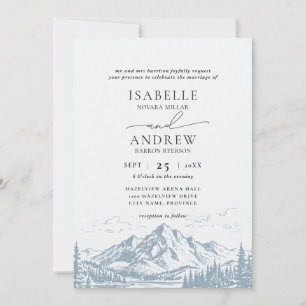 Skizze der Berglandschaft Hochzeit Einladung