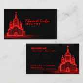 Skizze der Roten Orthodoxen Kirche vor schwarzem H Visitenkarte (Vorne/Hinten)