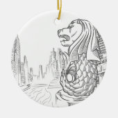 Skizze der Singapur-Tourismus-Sehenswürdigkeit - Keramik Ornament (Vorne)