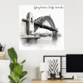 Skizze der Sydney Harbour Bridge Poster (Heimbüro)