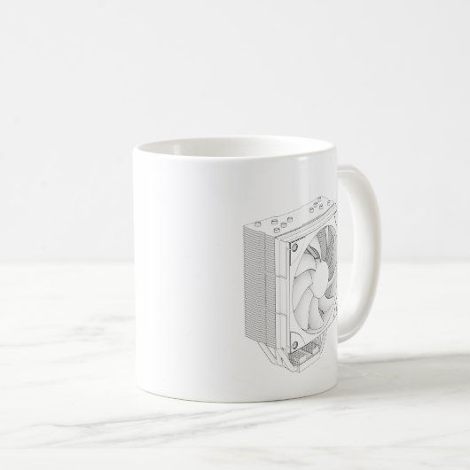 Skizze des Computerprozessors cooler Kaffeetasse (VorderseiteRechts)