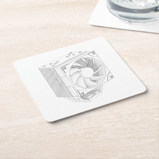 Skizze des Computerprozessors cooler Rechteckiger Pappuntersetzer (angewinkelt)